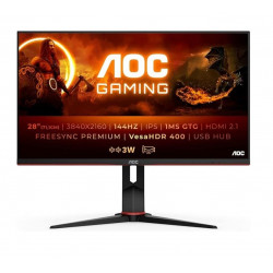 LCD Monitor|AOC|U28G2XU2/BK|28"|Gaming/4K|Panel IPS|3840x2160|16:9|144hz|Matte|1 ms|Speakers|Swivel|Pivot|Height adjustable|Tilt|Colour Black / Red|U28G2XU2/BK