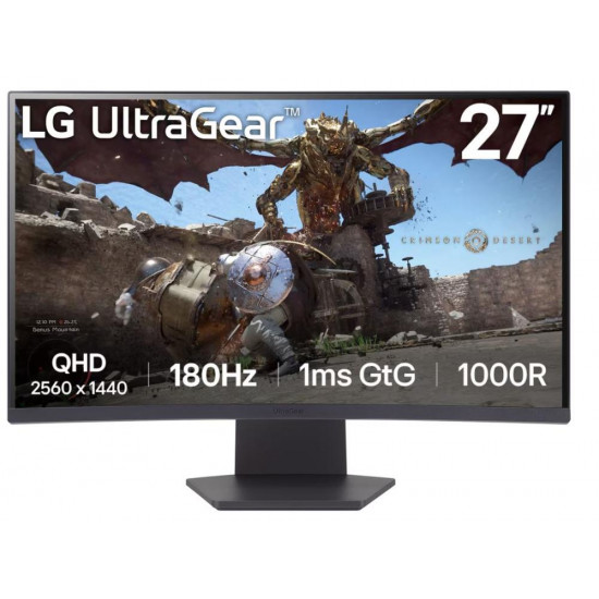 LCD Monitor|LG|27GS60QC-B|27"|Gaming/Curved|Panel VA|2560x1440|16:9|180 Hz|Matte|1 ms|Tilt|Colour Black|27GS60QC-B